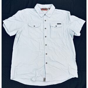Free Country Expedition Nylon Rip-Stop Short Sleeve Light Blue Shirt, Men's XL
